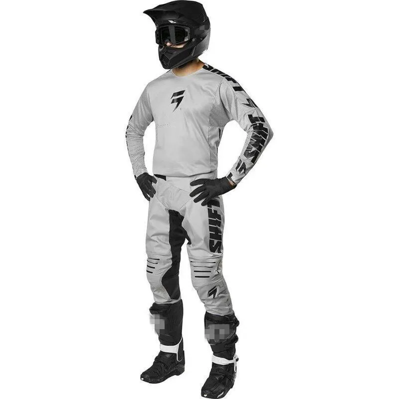 

2020 BRAND NEW MX Whit3 Label Race Gear Set Gray Jersey Pants Gray Motobiker Racing Gear Combination