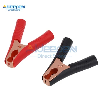 

2Pcs/Pair 100A Iron Copper Plating Alligator Clips Car Battery Red+Black Crocodile Clips Battery Connection Terminals Test Lead