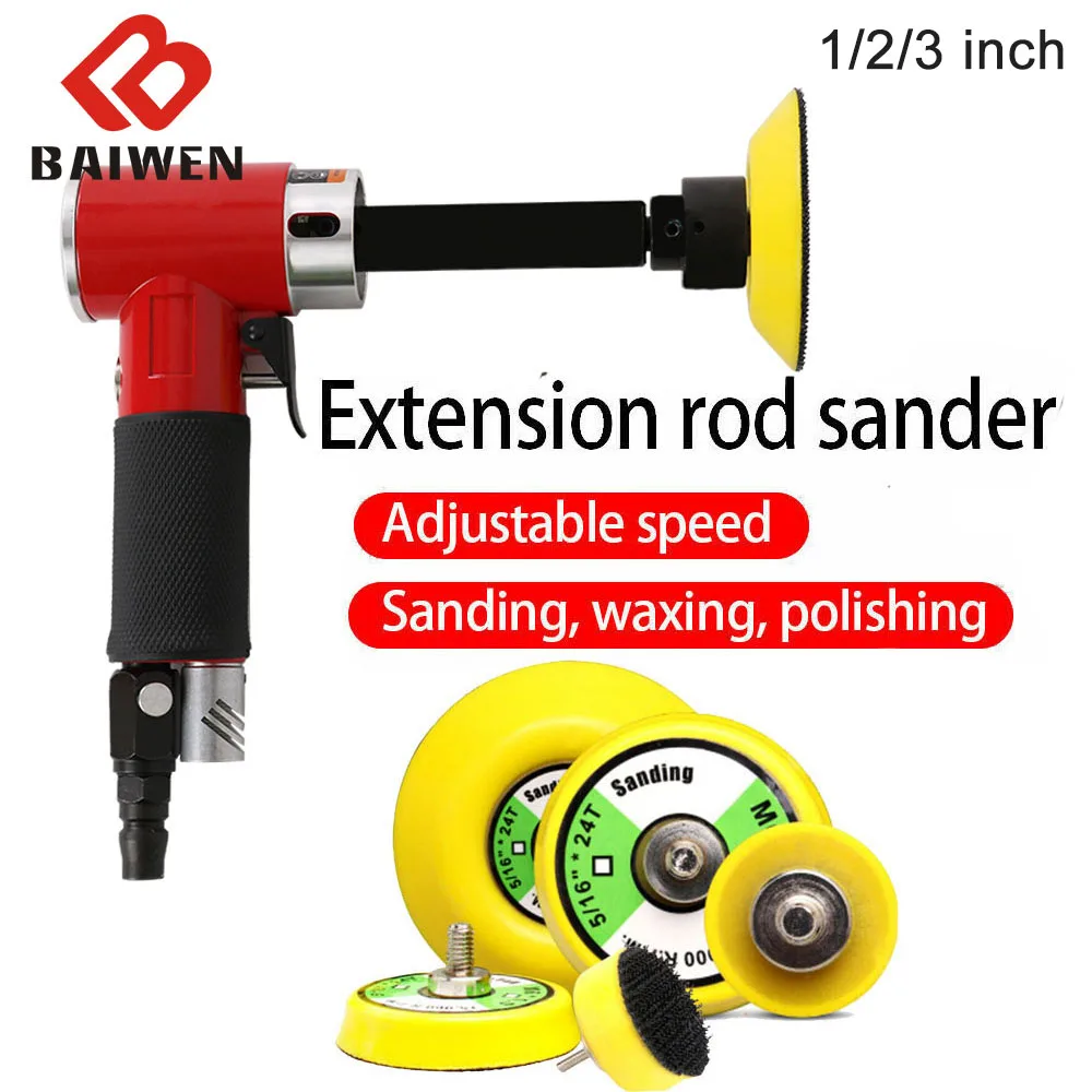 Long Version 2/3inch Air Sander Pneumatic Grinding Machine Buffing Pad Speed Sander Polishing Tool With 1/2/3inch Pneumatic Disc 2inch 3inch mini orbital air sanderpneumatic polishing grinding machine air tools buffer dual action orbital polisher for car