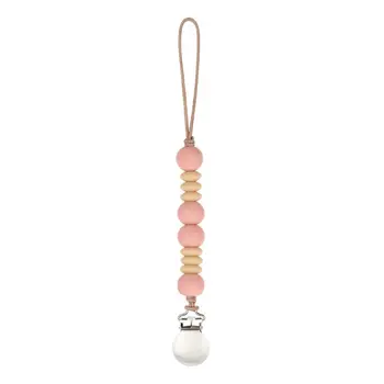 

Baby Teether Pacifier Clips Holder Chain Handmade Silicone Pacifier Chains Safe A2UB