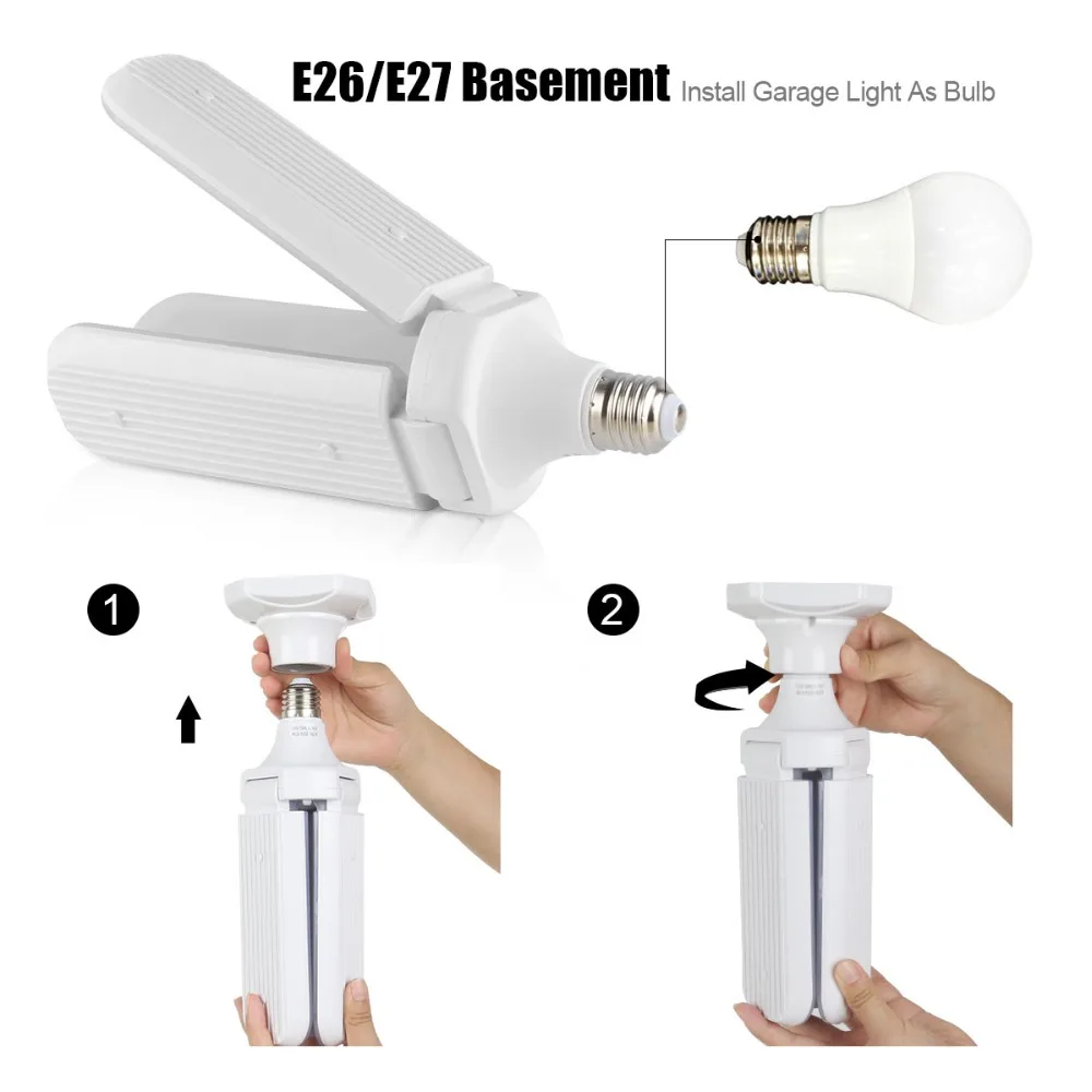 2pcs 45W Led Bulb E27 Deformable 3200LM Fan Blade Bulb Super Bright Ceiling Light For Home Shop Kitchen Led Lamp #