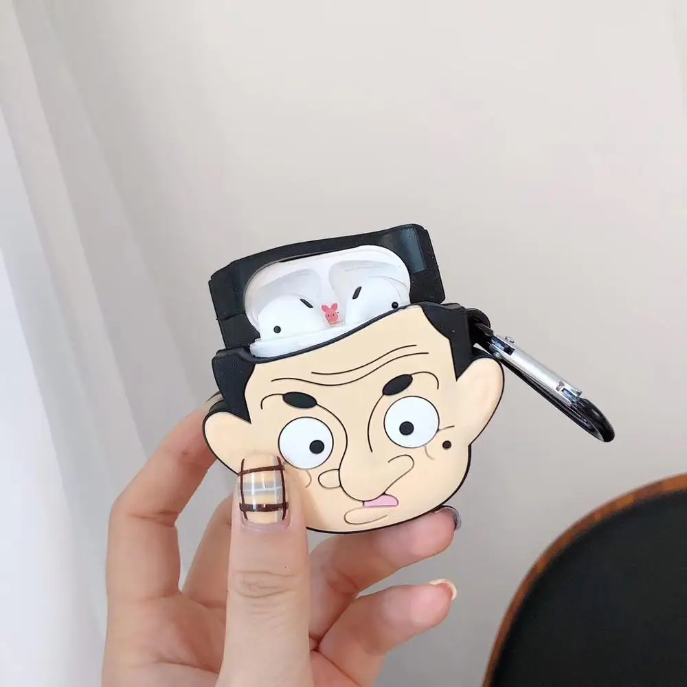 Чавейру милый 3D ПВХ силиконовый чехол Mr. Bean Airpods защитный чехол Подарочный Брелок для ключей для мужчин и женщин DIY сумка
