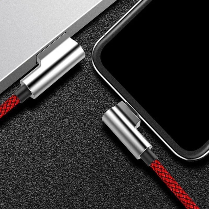 90 градусов usb type-C кабель YKZ Быстрая зарядка USB-C кабель двойной изгиб Реверсивный type-C кабель для передачи данных для Xiaomi samsung huawei - Цвет: Red