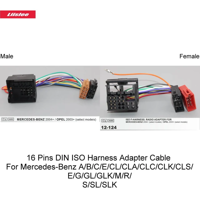 16 Pins Car DIN ISO Harness Adapter Cable Wire For Mercedes Benz  A/B/C/E/CL/CLA/CLC/CLK/CLS/E/G/GL/GLK/M/R/S/SL/SLK Class - AliExpress