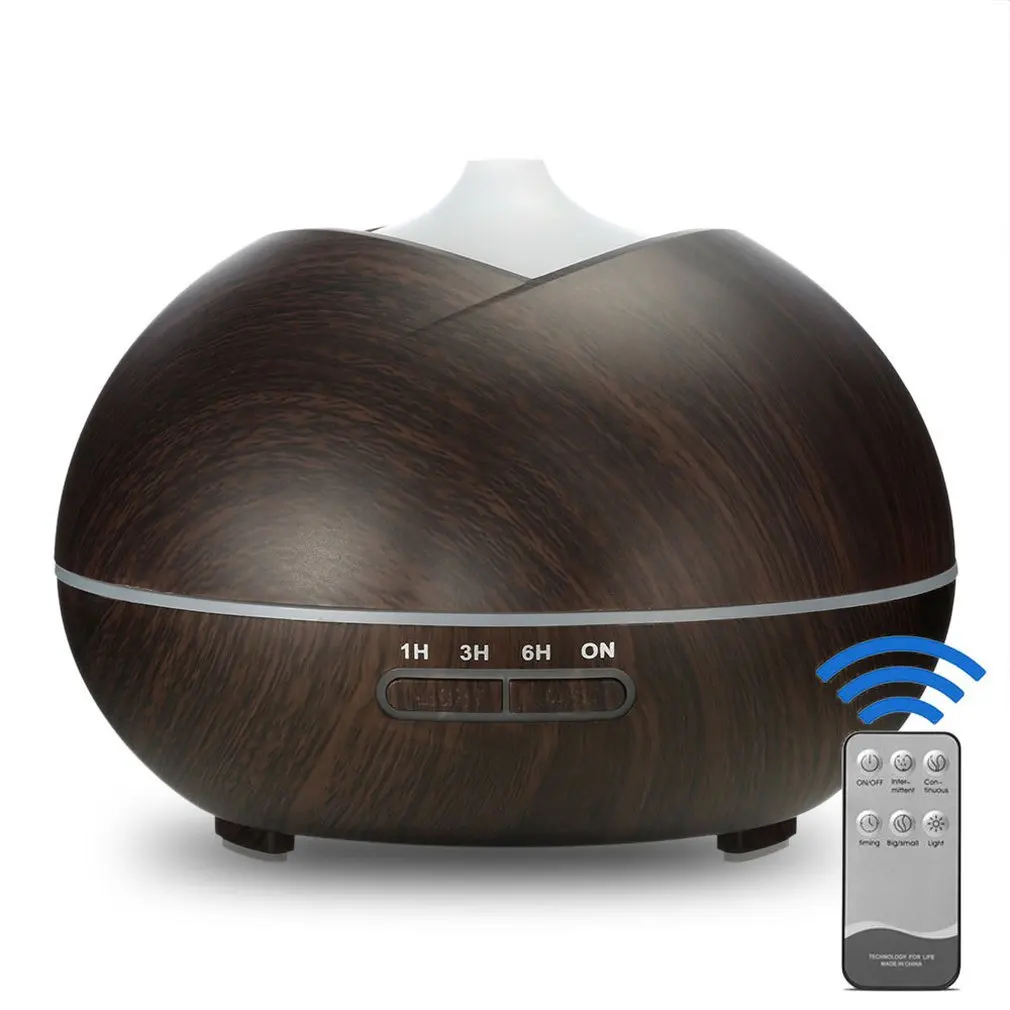 Dark Brown Wood Grain Household Remote Control Short Mouth Aromatherapy Machine Essential Oil Diffuser Mist Humidifier