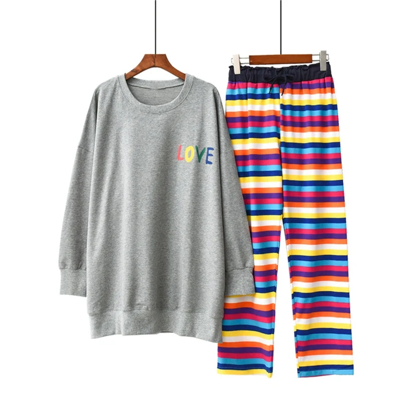 KComfortable пижамы из двух частей Подсолнух цвет свободные большой размер домашний костюм