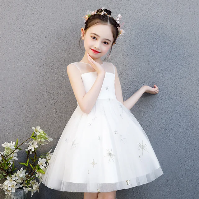 white sleeveless Платье с вышитыми перьями и цветами для девочек; Новинка года; платье для свадебной вечеринки; Красивое бальное платье; пикантное вечернее платье-пачка - Цвет: white sleeveless