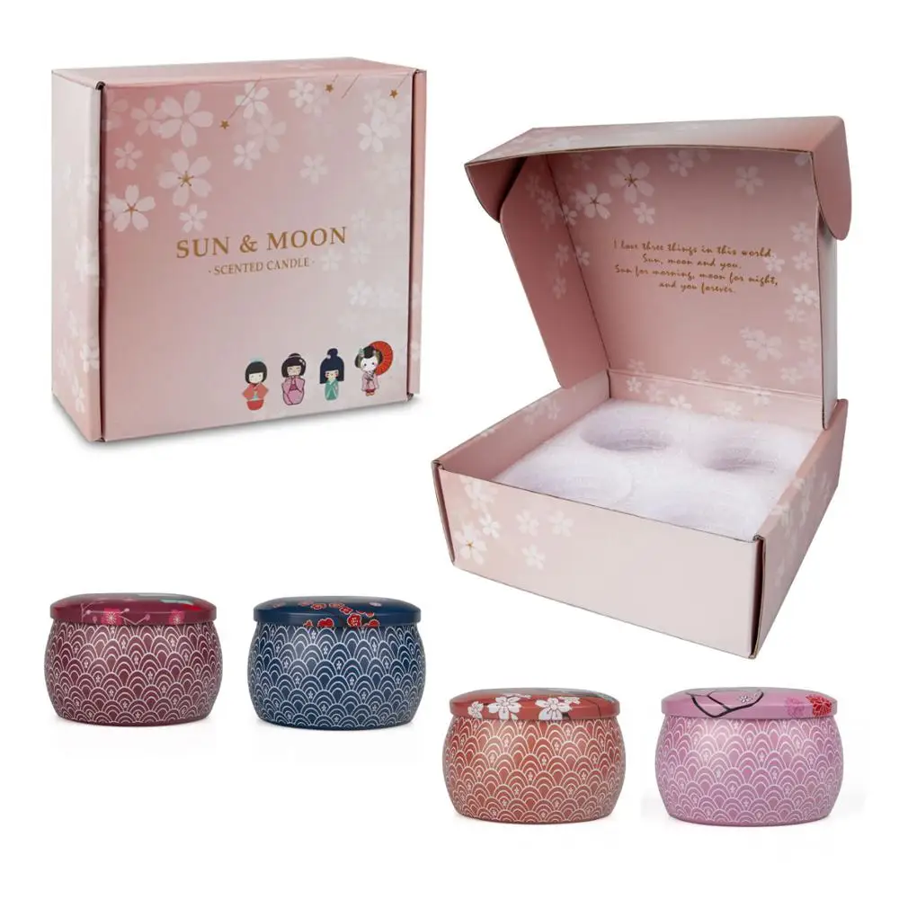 Four-color YINUO лампы в форме свечи 4 шт./компл. художественный стиль бездымного ароматические свечи, соевый ароматические свечи ручной работы ароматерапевтическая свеча подарок на день рождения - Цвет: Four-color
