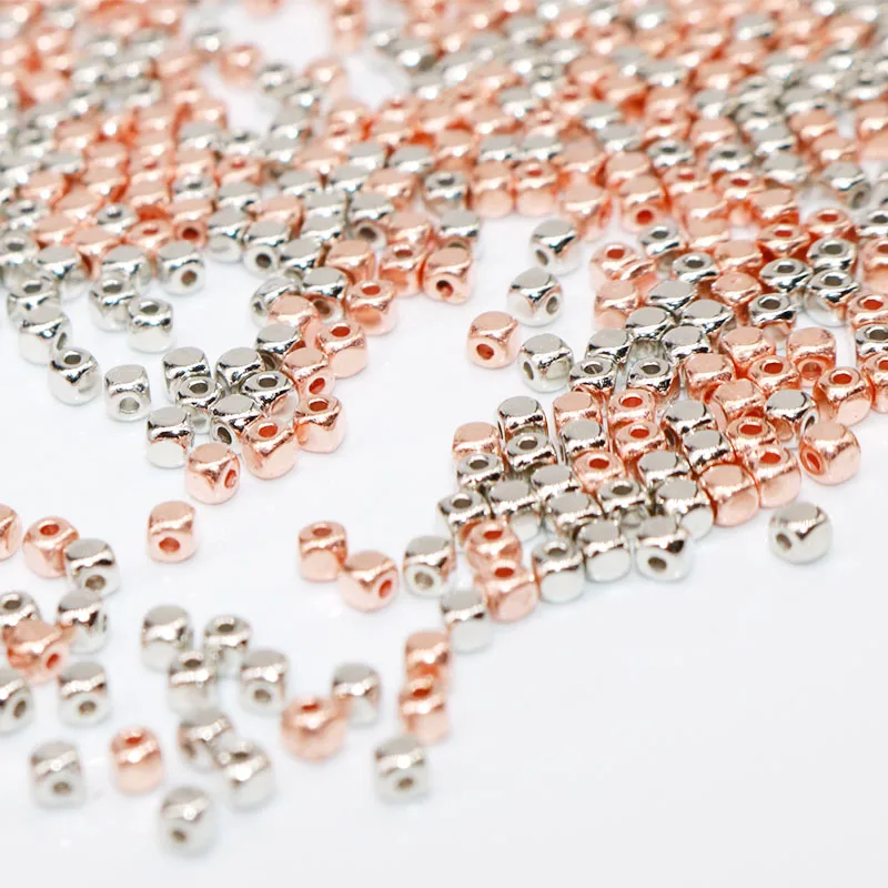 

5MM Wholesale 500pcs Small Round CCB Beads Silver Plated CCB Square Beads Spacer Beads Plastic Spacer Loose Beads DIY