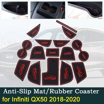 

Anti-slip Door Rubber Cup Cushion for Infiniti QX50 2018~2020 2019 II mk2 P71A Red Gate Mat Car Groove Mats Interior Accessories