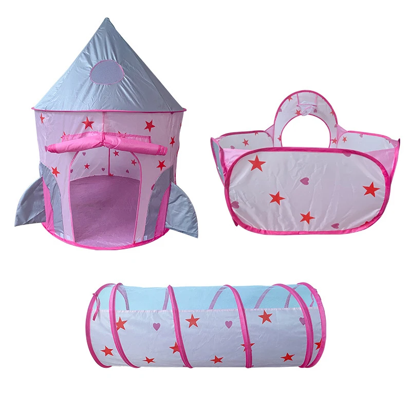 3 in 1 Rocket Tent Portable Children's Tent Toys for Kids Spaceship Playpen for Children Crawling Tunnel Kids Toys Child Games 5