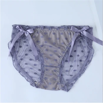 

Plus size underwear girl cute lace breathable cotton crotch thin section soft mesh sweet lady briefs 4PCS