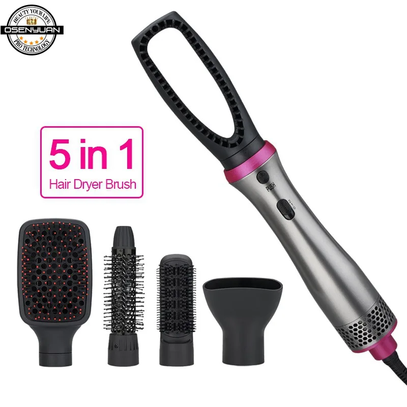 

2020 5in1 One Step Hair Dryer and Volumizer Salon Hot Air Paddle Styling Brush Negative Ion Generator Hair Straightener Curler