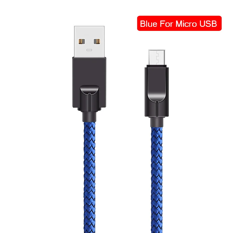 Мобильный кабель для зарядки телефона Быстрая зарядка usb type-C Micro USB кабель type C устройства для huawei Honor для Xiaomi Redmi линия передачи данных - Цвет: Blue-Micro