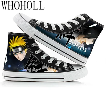 

WHOHOLL Anime Naruto Print Canvas Shoes Sasuke Naruto High-top Student Vulcanize Shoes Classic Graffiti Casual Sneakers