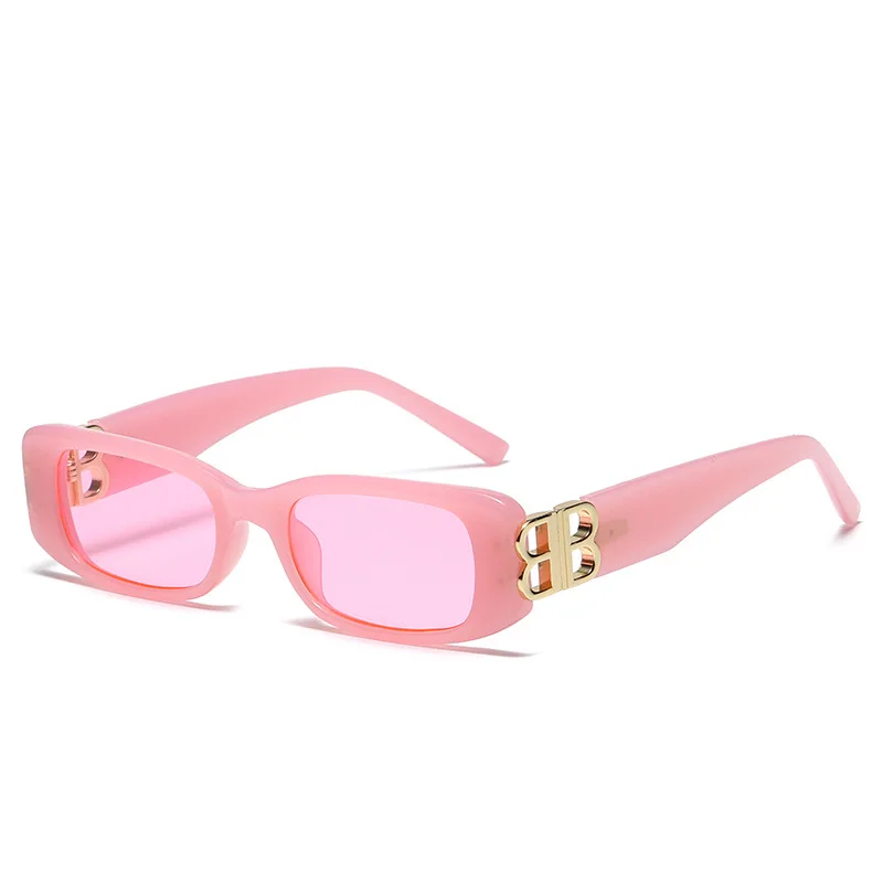 new arrival 2021 futuristic rectangle bb logo sunglasses women men uv400 brand designer black pink leopard small oculos de sol big sunglasses for women Sunglasses