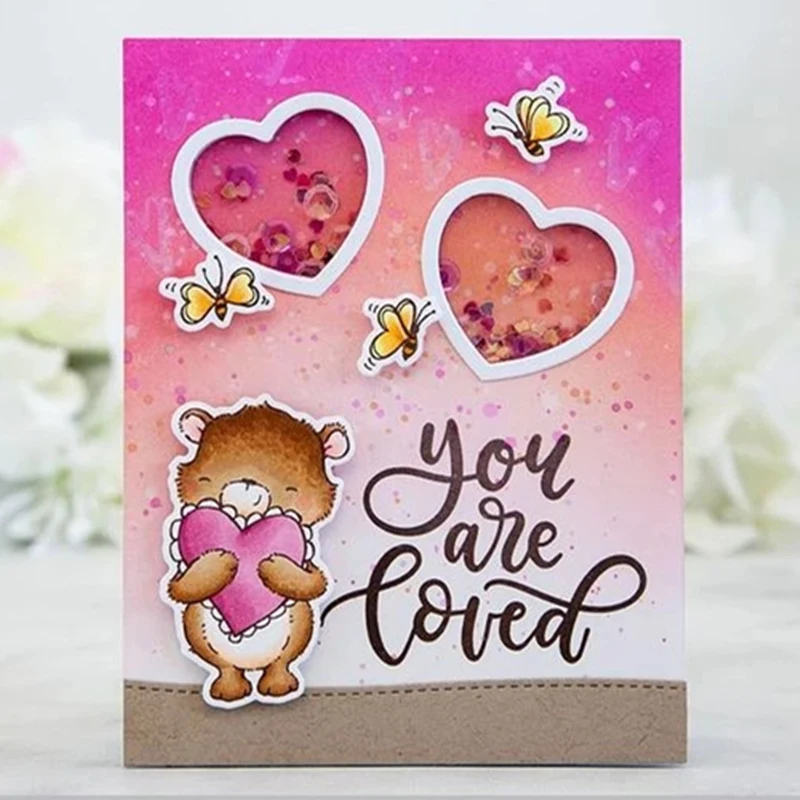 

2019 DIY New Layer Metal Cutting Die and Scrapbooking For Paper Making Joyful Heart Bears Embossing Frame Card Craft Stamp Set