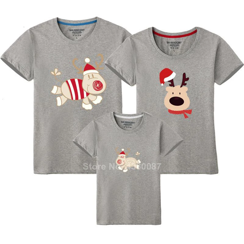 Color5 one piece Одинаковые рождественские футболки с короткими рукавами для всей семьи рождественские красные топы с оленями, одежда для мамы и дочки хлопковые новогодние футболки для мальчиков - Цвет: Color5 one piece