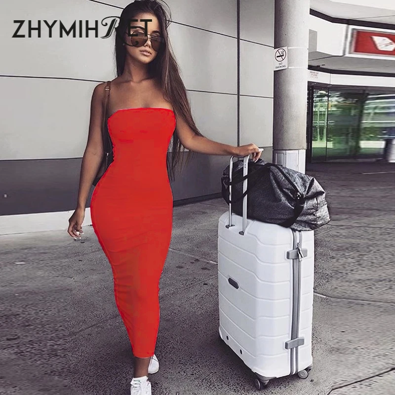 Элегантное Красное Облегающее Платье труба ZHYMIHRET длинное сексуальное платье без