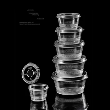 

100pcs High quality transparent disposable sauce cup varies capacity pudding jelly small plastic cup with lid takeaway package