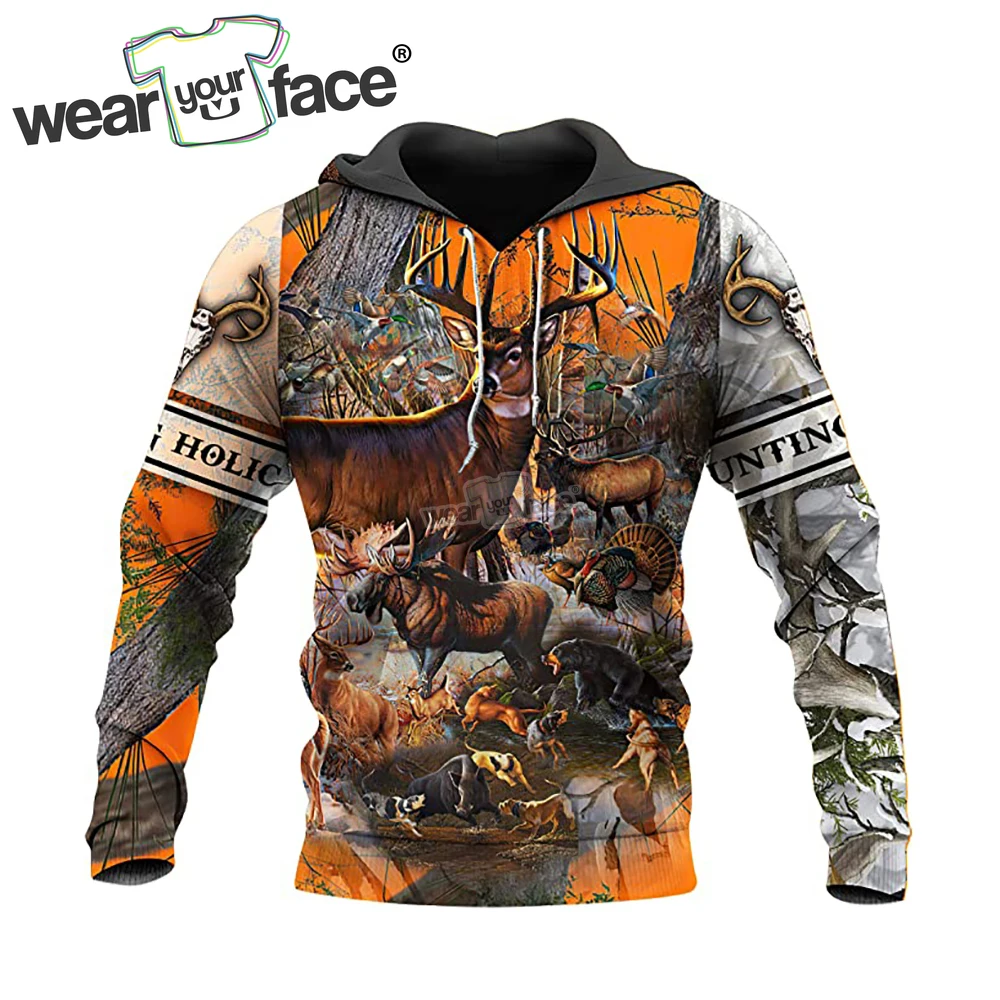 Deer Hunting 3D All Over Printed Sweatshirts Zipper Hoodies T-shirts Tracksuits Tank Top Shorts Streetwear Men Unisex Clothing