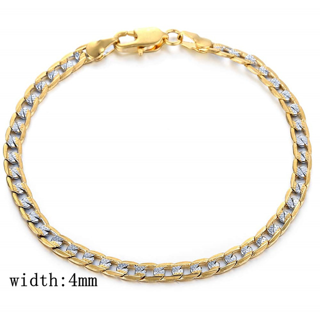 Bracelet 4mm 6mm Cuban Link Chain Yellow Gold Mix Silver Color Bracelet for Women Men fashion 2020 Jewelry Gift GB94A