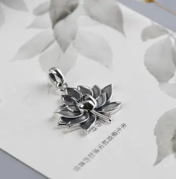 

925 Sterling Silver Fashion Jewelry Namaste Lotus Buddhism Pendant Jewelry A2377