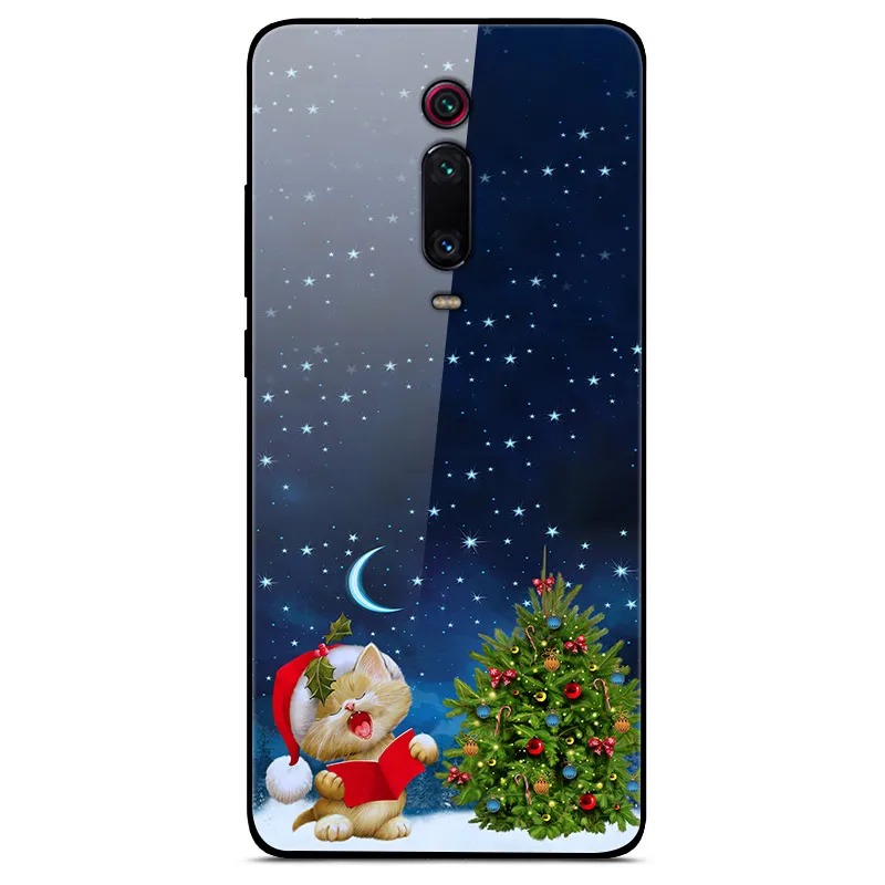 12 Рождественский чехол для телефона s для Xiaomi mi 9 T Pro закаленное Стекло чехол для телефона для Xiaomi mi 9 T mi 9 T Pro Red mi K20 жесткая накладка на заднюю панель - Цвет: 12