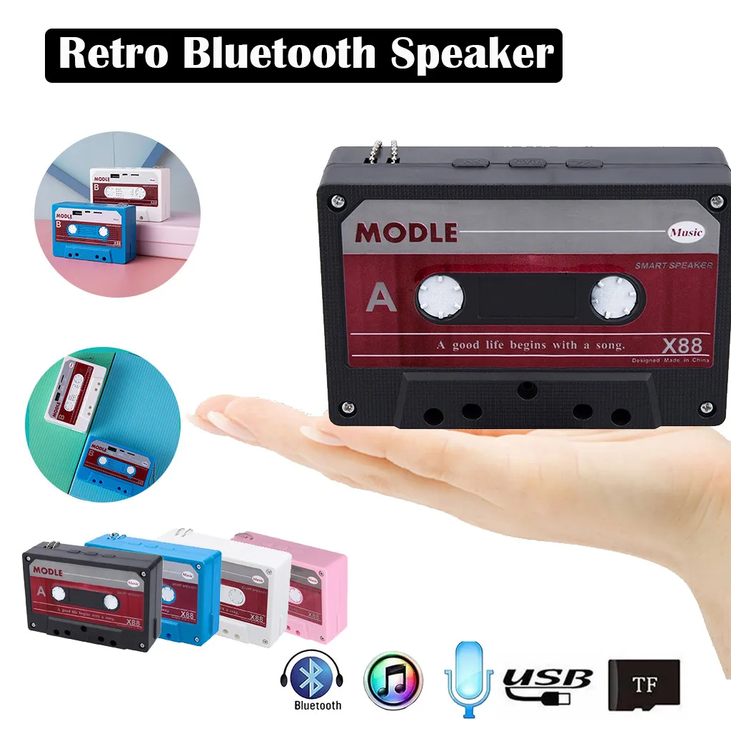 HIFI портативный беспроводной динамик стерео звук Bluetooth s TF сабвуфер Ретро форма