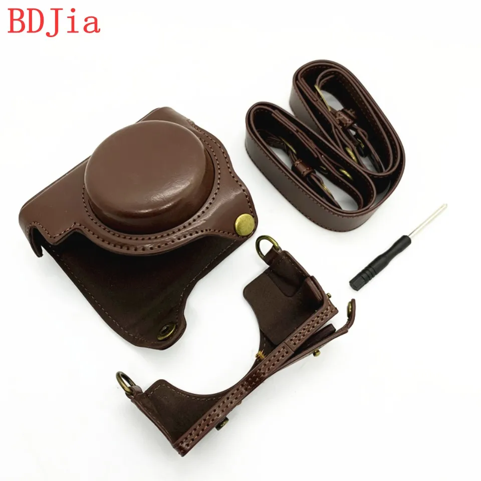 Leather Camera Case For Sony RX100 M7 M6 M5 M4 M3 M2 Camera PU Leather Camera Bag Cover With Battery Opening+strap