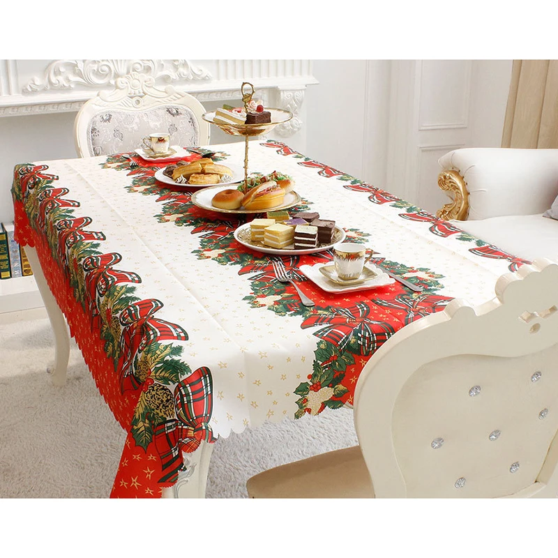  1 pcs Christmas Plant Print Table Decoration Cloth Tablecloth Rural Style 150*180cm dining hall sup