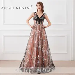 Ангел Novias длинные Avondjurken Abendkleider Дубай Настоящее Элегантный Кружева Вечернее платье 2019 Для женщин вечерние Suknie Wieczorowe 2018