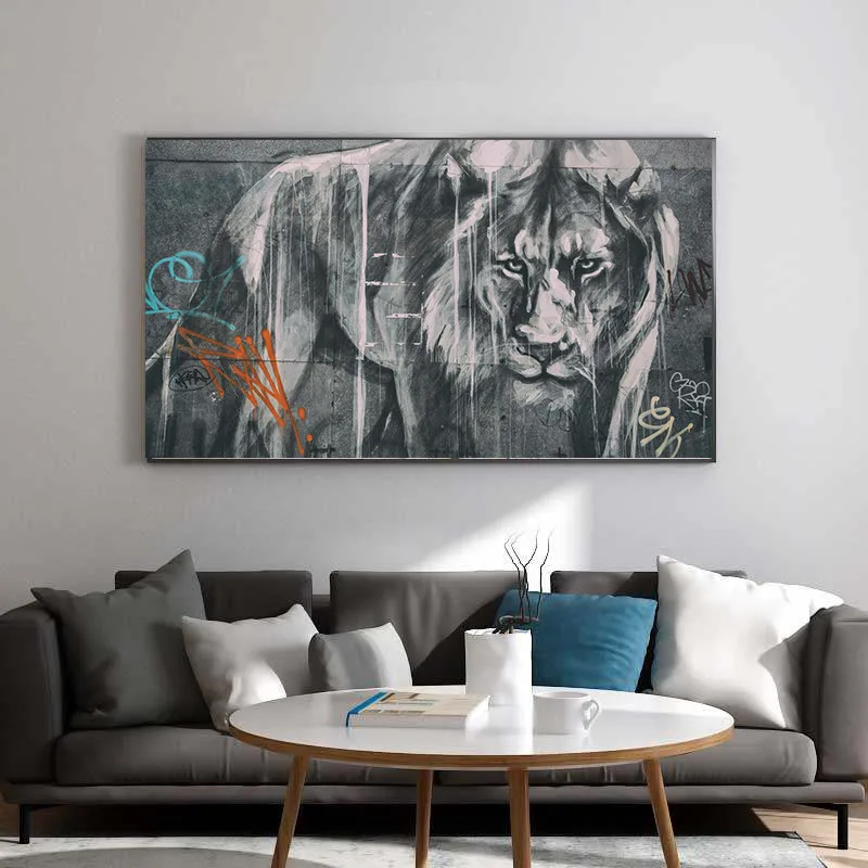 Graffiti Lion Pop Art Posters and Prints Abstract Animals Canvas Art Wall Paintings Cuadros Pictures for Living Room Decor