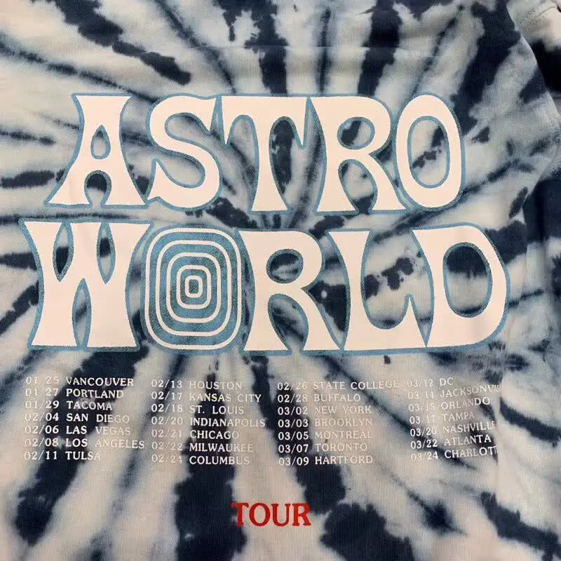 Мужские и женские свитшоты Astroworld Hoodies с изображением Трэвиса Скотта Тур астронавт логотип печать толстовка с галстуком-крашеный спиральный Striation Kanye