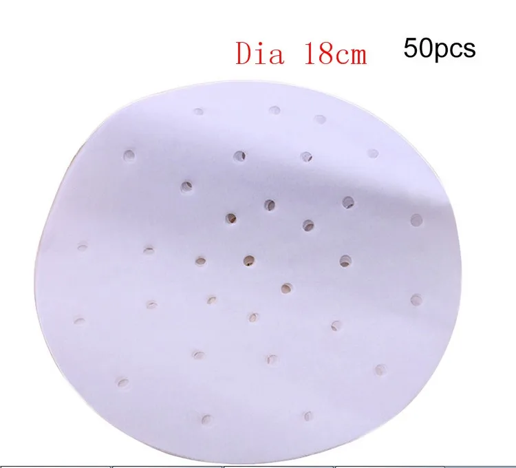 3 50/100Pcs Bamboo Basket Steamer Paper Kitchen Cooking Bamboo Steamer Dim Sum Paper Under Steam Mat Round Non Stick Steamer Paper - Цвет: 3
