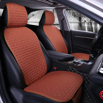

2 Seats Flax Car Seat Cover Protector with Backrest Front Seat Cover Back Waist Washable Cushion Pad Mat For Most Auto Truck Suv