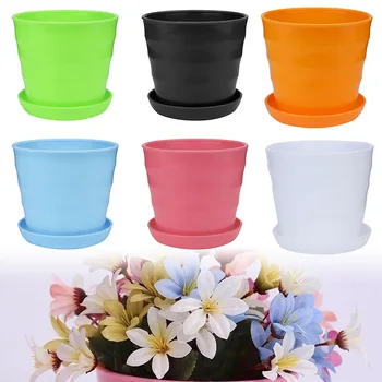 

5pcs Colourful Plastic Flower Pot Succulent Plant Flowerpot Home Office Decor Resin For Planting Flowers