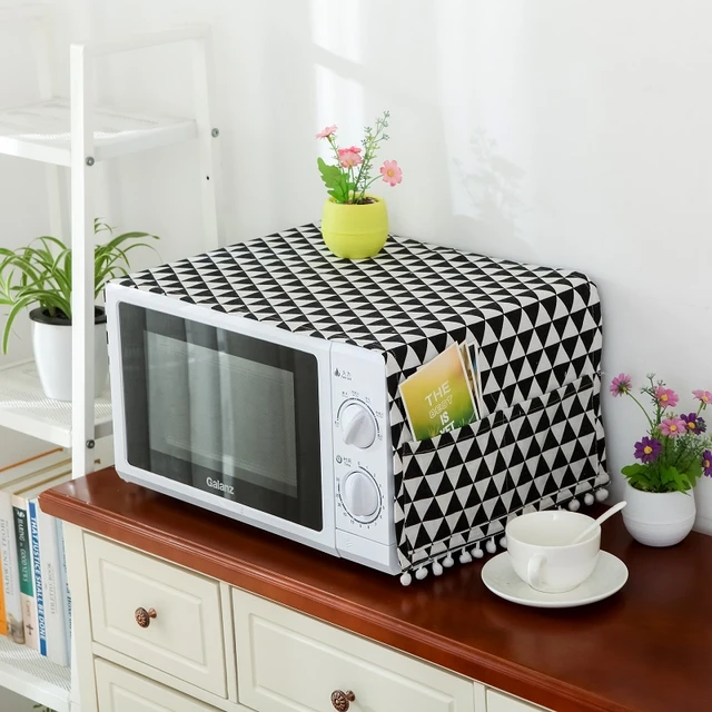 Anti-Slip Microwave Dustproof Cover Microwave Oven Top Cover Decorative  Kitchen Toaster Oven Cover with Storage Bags 