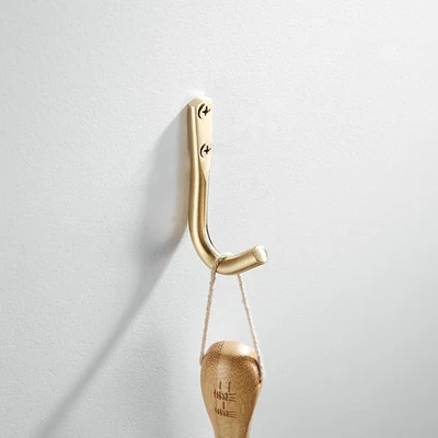 Robe Hook Набор аксессуаров для ванной комнаты, 304 нержавеющая сталь, вешалка для полотенец, угловая полка, держатель для бумаги, туалетная щетка, набор аксессуаров для ванной, матовый золотой - Цвет: Robe Hook