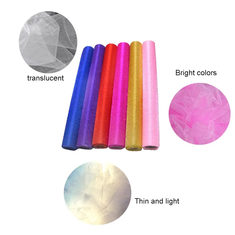 48 см * 5 м Хрустальная органза тюль рулон ткани для свадьбы дня рождения ребенка