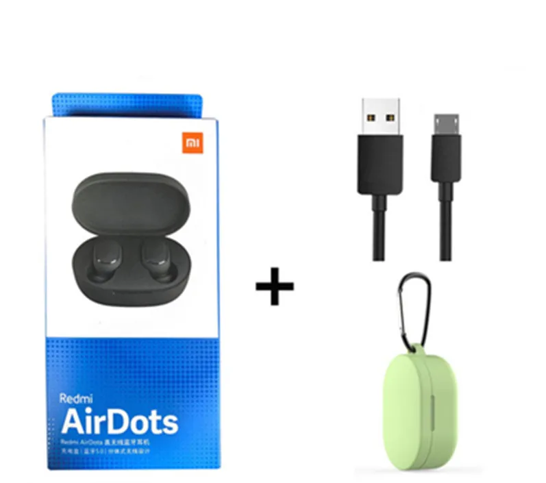 Gl green case Xiaomi Redmi Airdots TWS Bluetooth 5,0 наушники стерео беспроводные активные шумоподавления с микрофоном свободные Наушники управление AI - Цвет: Gl green case