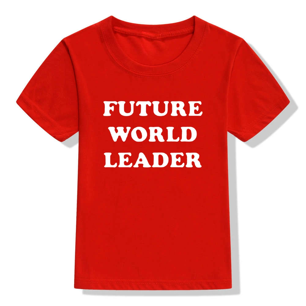 Kids Boys Tshirt Future World Leader Print Funny Letters Toddler Boy T-shirt Children Casual Short Sleeve Fashion Tees Clothes