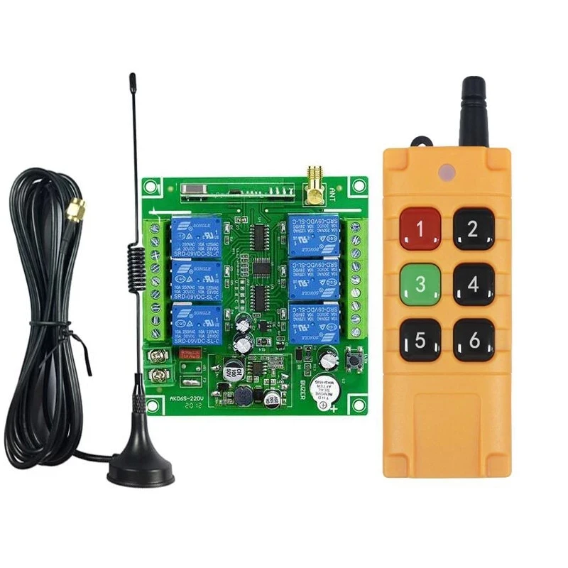 

Universal DC 12V 24V 36V 48V 10A 6CH 30A Relay RF Wireless Radio Remote Control 433/315Mhz Industrial/agricultural 1.5m Antenna