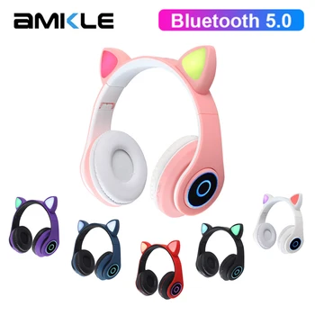 

Cat ears cute style Wireless Bluetooth Headband Game Headphone for Grils Gift Colorful BT 5.0 Headset Beauty Bluetooth Headphone