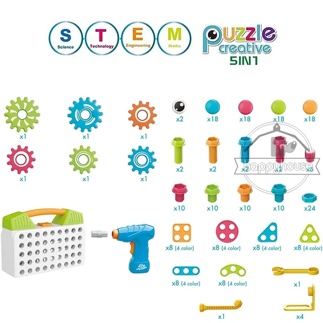 DIY Drilling Screw Creative Puzzle Building Bricks 3D City Technical Electric Gear Set Assembly Educational Toys For Children 2