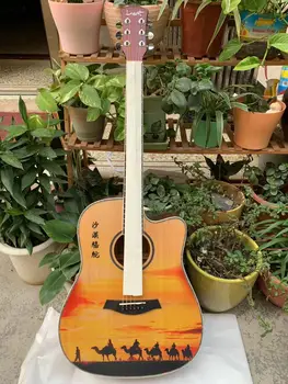 

Veneer 41-Inch Folk Guitar desert camel Wood Guitar Spruce Guitar Musical Instrument