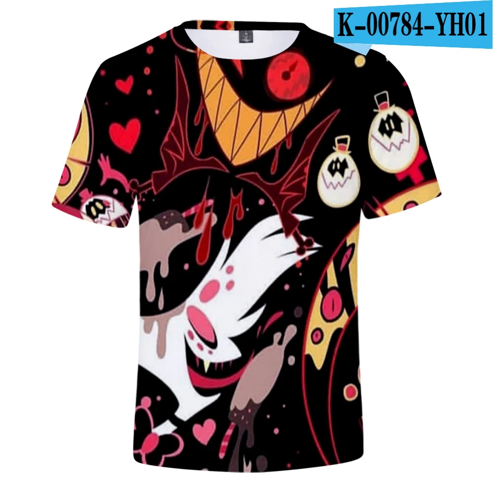 Отель Hazbin 3D футболки с принтом Модные женские/мужские летние футболки с коротким рукавом Горячая Распродажа Повседневная Уличная одежда - Цвет: Коричневый