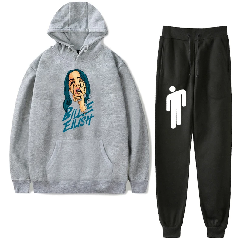 E9 Для мужчин комплекты Billie Eilish комплект одежды из бархата, 2 шт./компл. спортивный костюм зимние толстовки с капюшоном штаны Ropa Hombre Толстовка по доступной цене, повседневная одежда для подростков - Цвет: E9