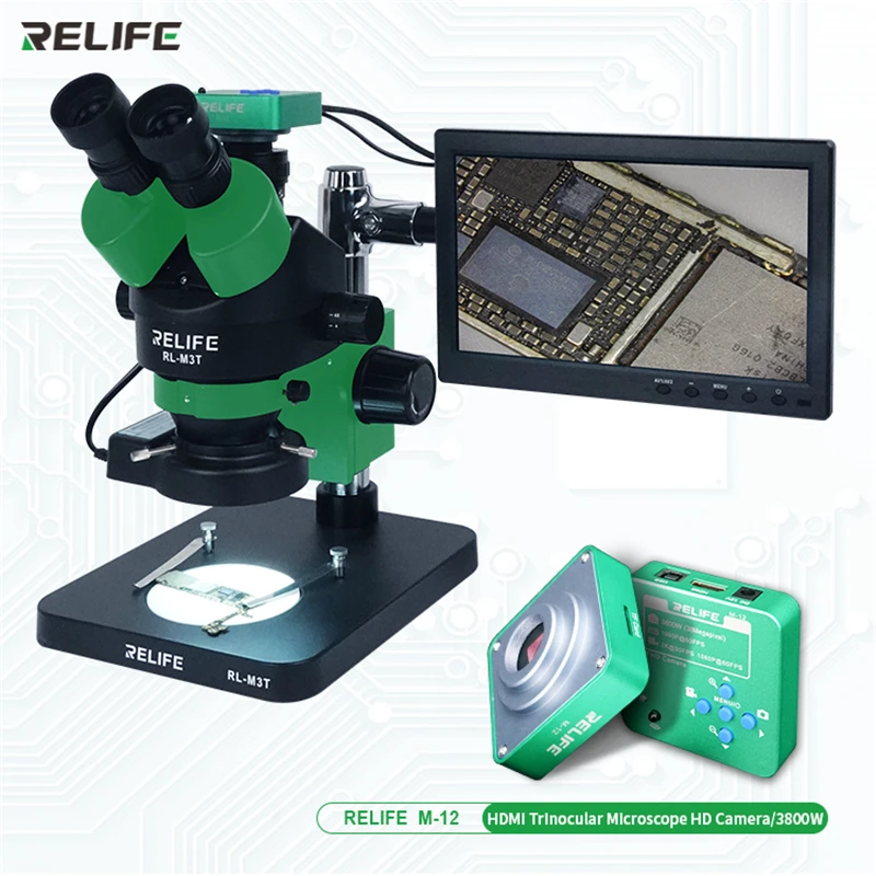 Relife RL-M3 Binoculaire HD Microscope Stéréo 0.7-4.5x Zoom Continu Pour le  Périphérique de Réparation Électronique PCB du Téléphone