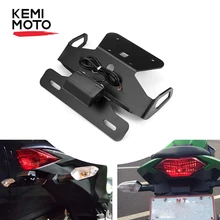 KEMiMOTO держатель номерного знака для KAWASAKI Z250 Z300 NINJA 250 300 EX250 Z250 300 светодиодный фонарь для мотоцикла Tidy Fender Eliminator